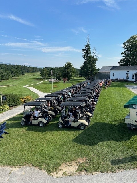 Golf Carts lined up ready for the start