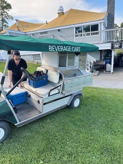 Tavern on the tee beverage cart re-stocking