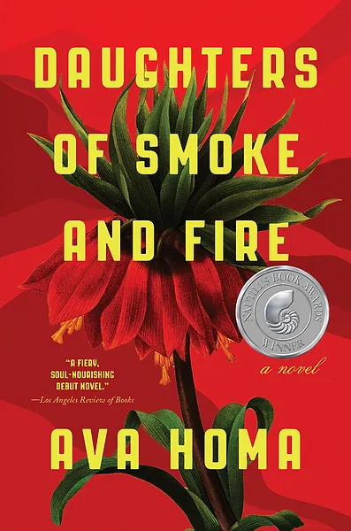 Red book cover with title Daughters of Smoke and Fire by Ava Home