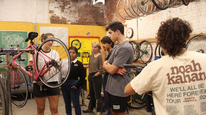 A clinic in the Bike Shop.
