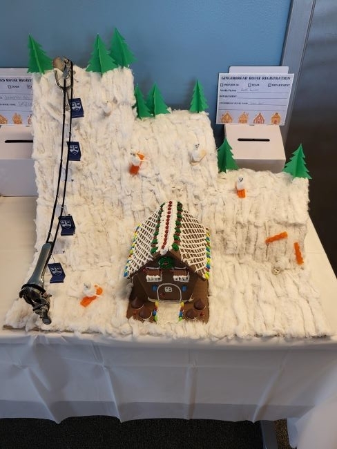 Ski slope gingerbread house