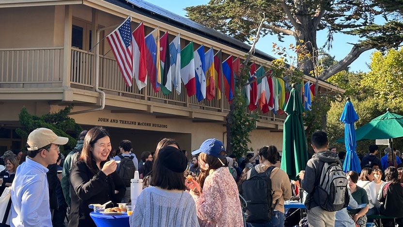 View of MIIS campus with students during Welcome Week.