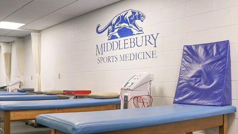View of the training room for sports medicine.