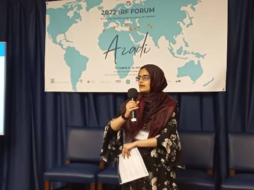 Iftikhar speaking at the International Religious Freedom Forum at the National Press Club, November 2022.