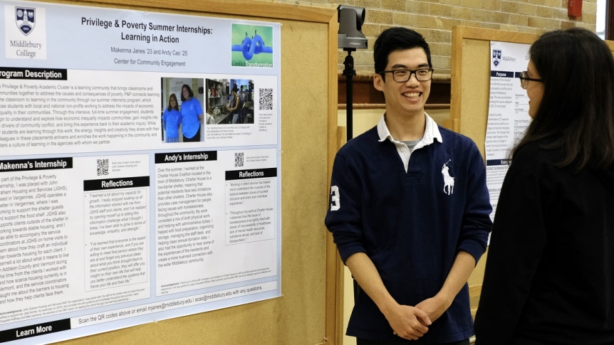 A student presents their internship at the Clifford Symposium.