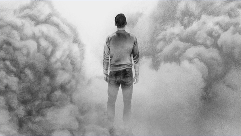 Illustration of Person Standing in Cloud of Smoke