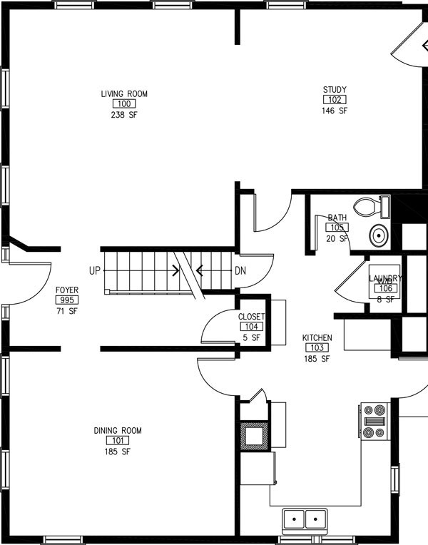 95 Main Street Apt 1 Floor Plan Level 1
