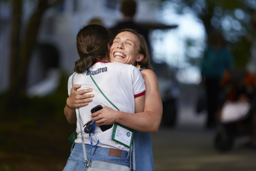 Reunion classmates celebrating in 2016