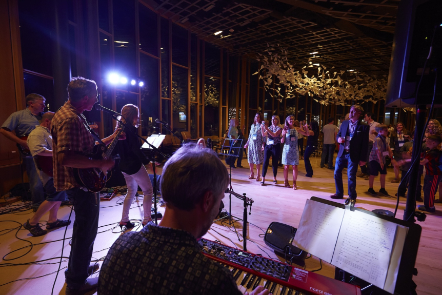 Reunion classmates celebrating in 2016