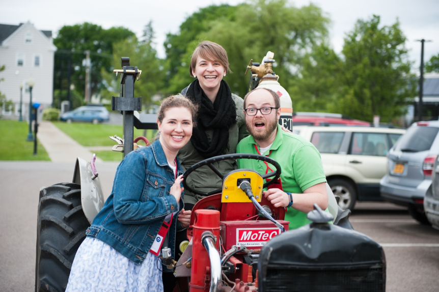 Reunion classmates celebrating in 2016