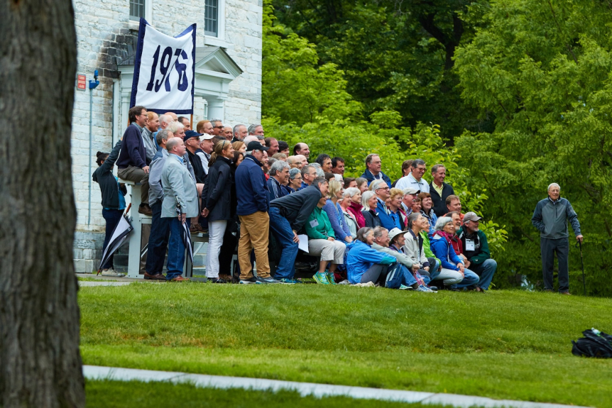 Reunion classmates celebrating in 2016