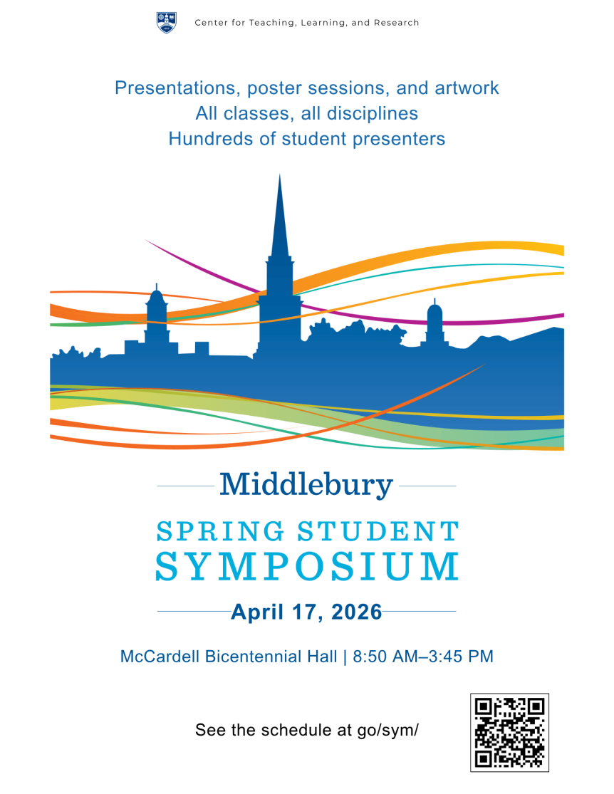 Middlebury skyline with swirls of color