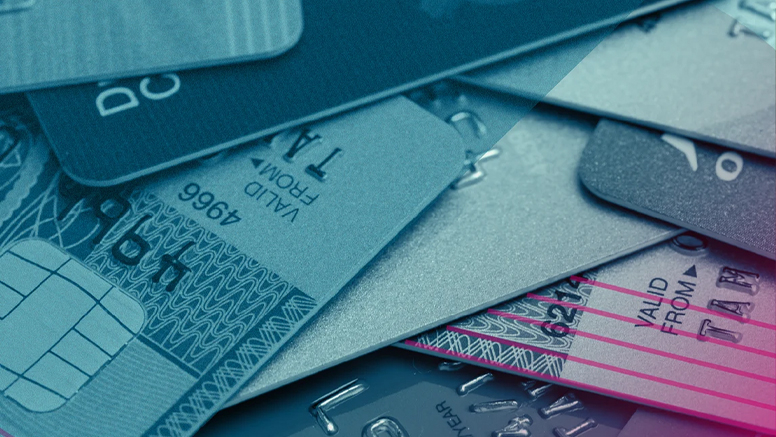 Close-up photograph Collection of Credit Cards