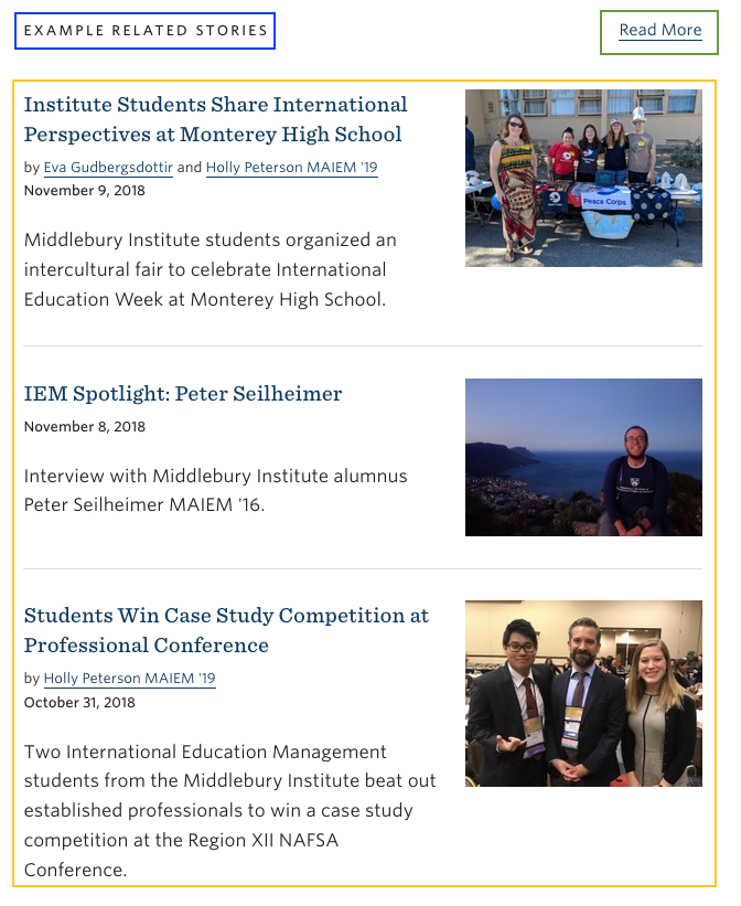 Screenshot of Related Stories component