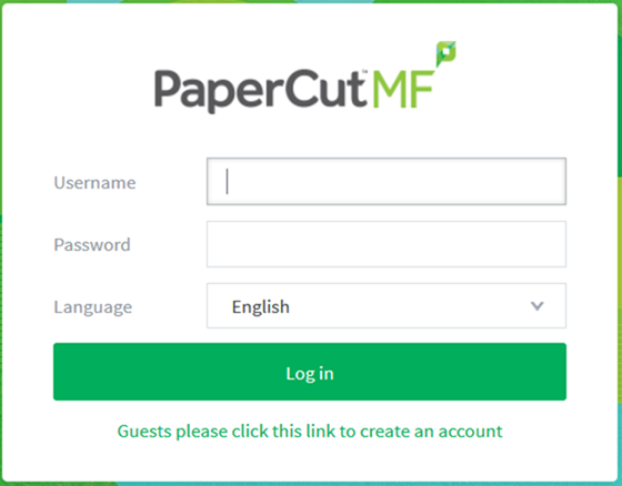 A picture of the PaperCut Login