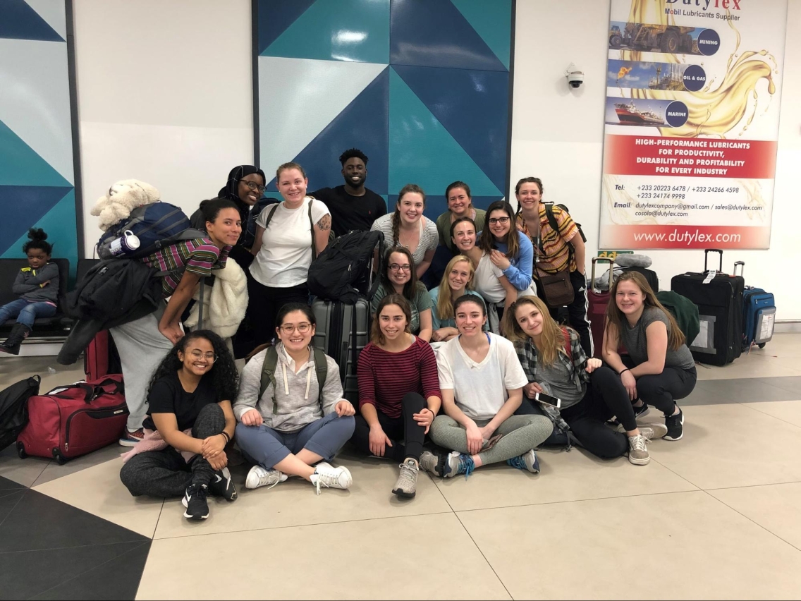 Tired but excited, a cohort of students arrived in the Accra, Ghana airport in January to begin their winter term internships.