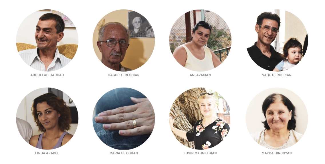 A collage of circular photos of interview subjects on a white background with their names in small, black, print underneath