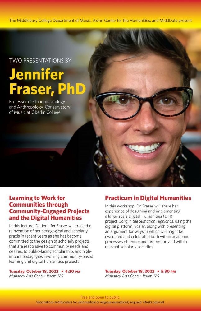Presentations by Jennifer Fraser (details are in the text portion of the event description)