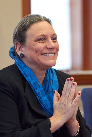 Laurie Patton in her office.