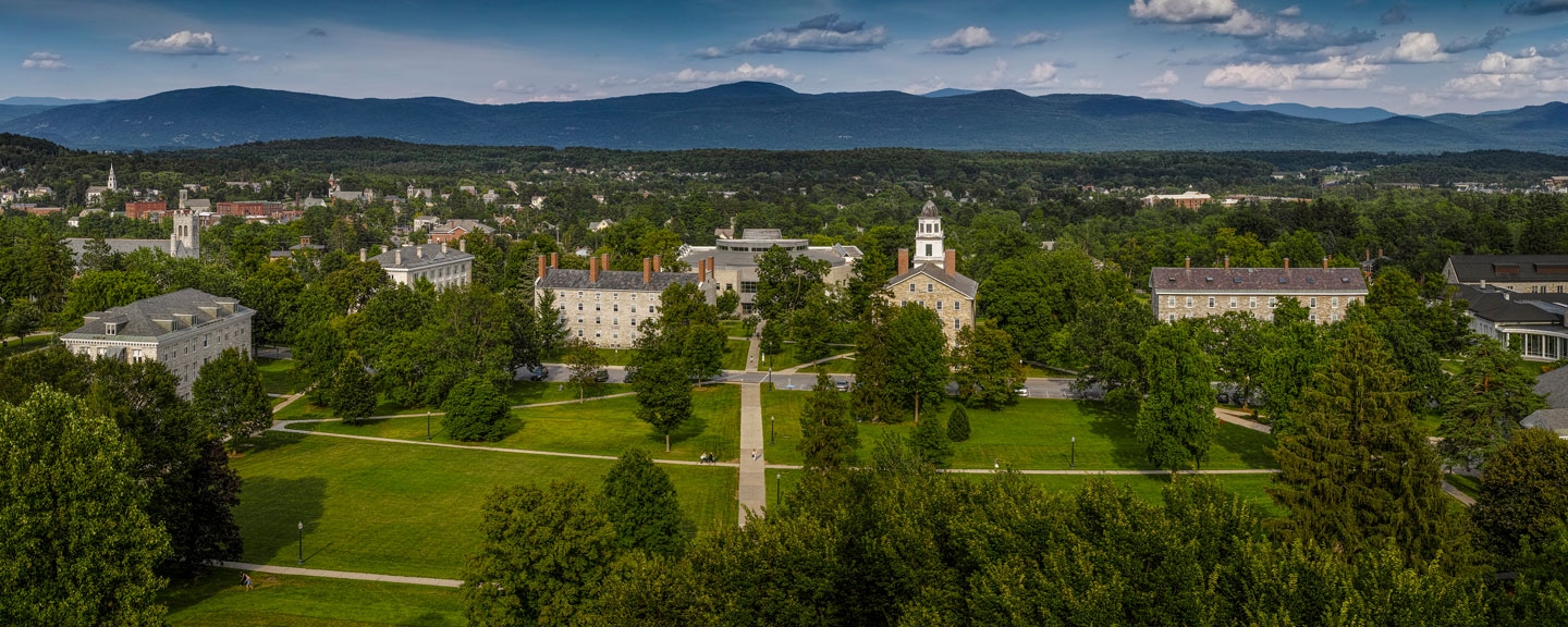 Aerial view of Vermont campus.