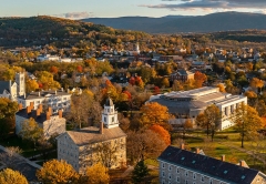 Ariel view of the Middlebury Campus in the Fall