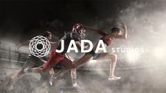 Jada logo with racing athletes