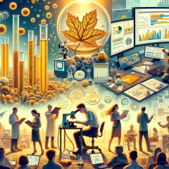 Artistic illustration of people using data for different projects