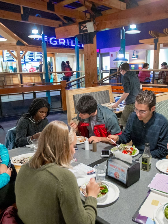 Students enjoying lunch at the Grille.