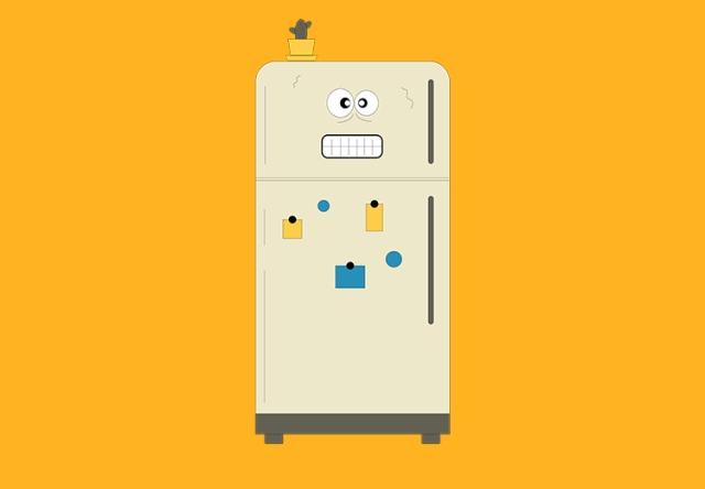 Illustration of a fridge of with a concerned face