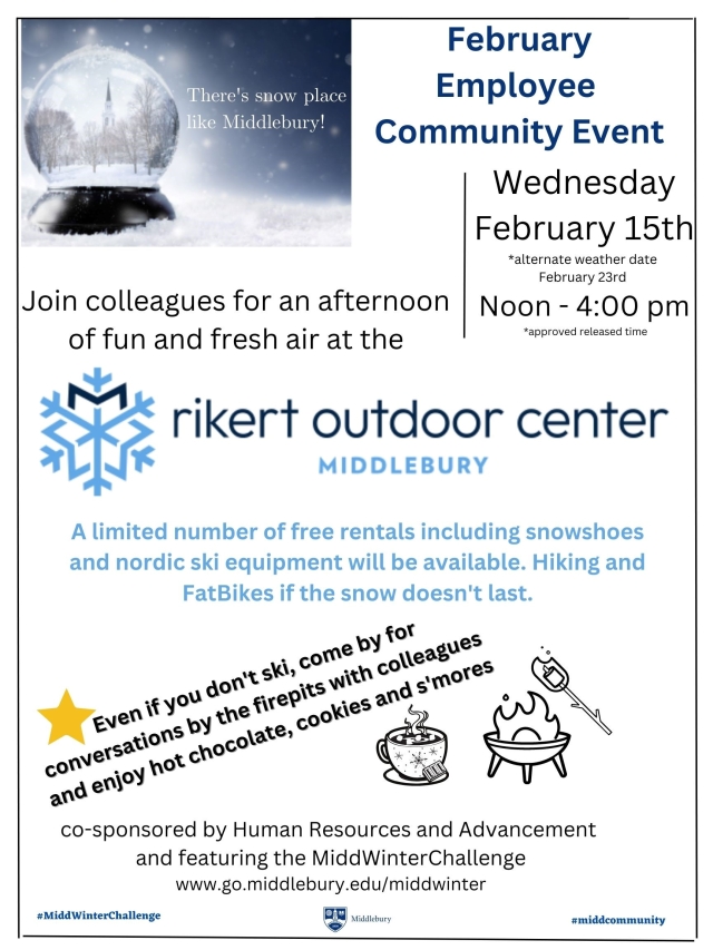poster for Afternoon at Rikert Outdoor Center event