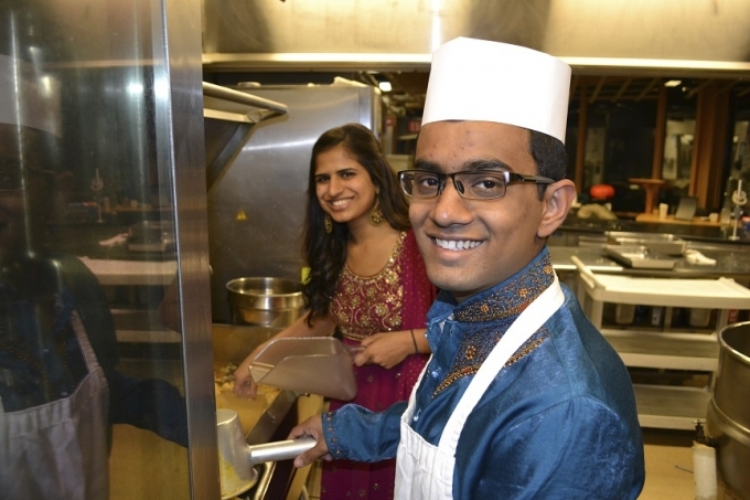 Students help prepare a celebratory Diwali meal.