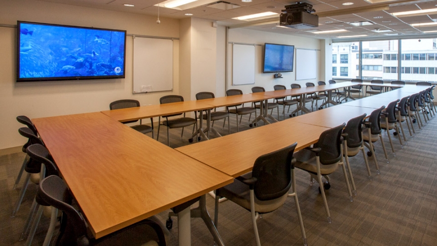 A view of the larger conference room in the DC office.