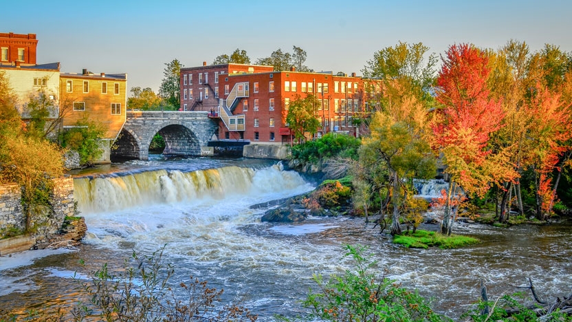 Downtown Middlebury, overlooking the falls of the Otter Creek.
