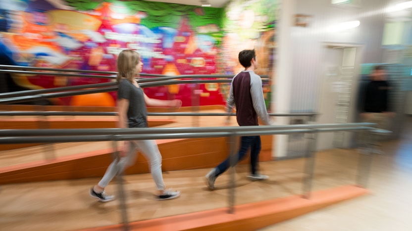 Students entering the Mail Center.