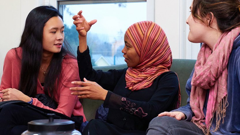 Three women in a discussion