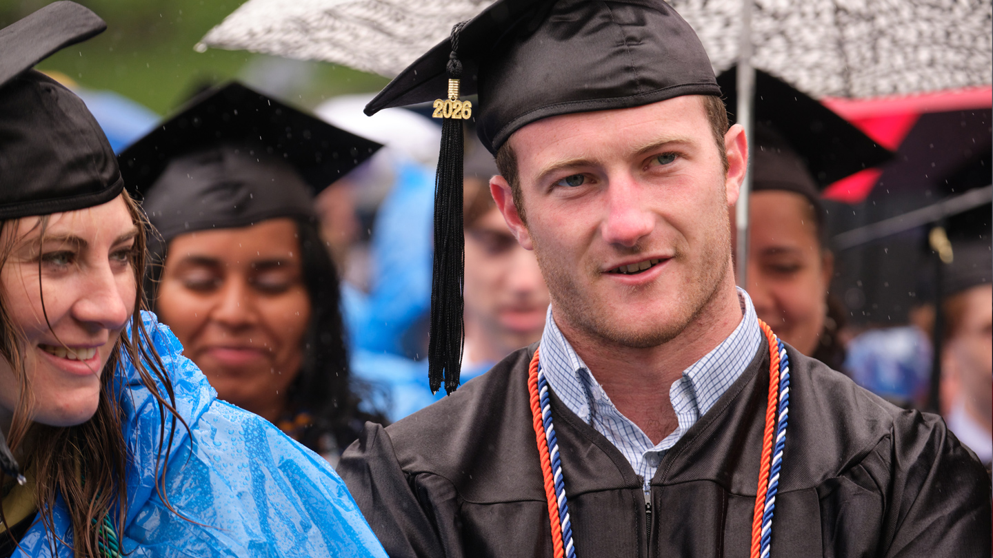 Students listen to the Commencement speaker.