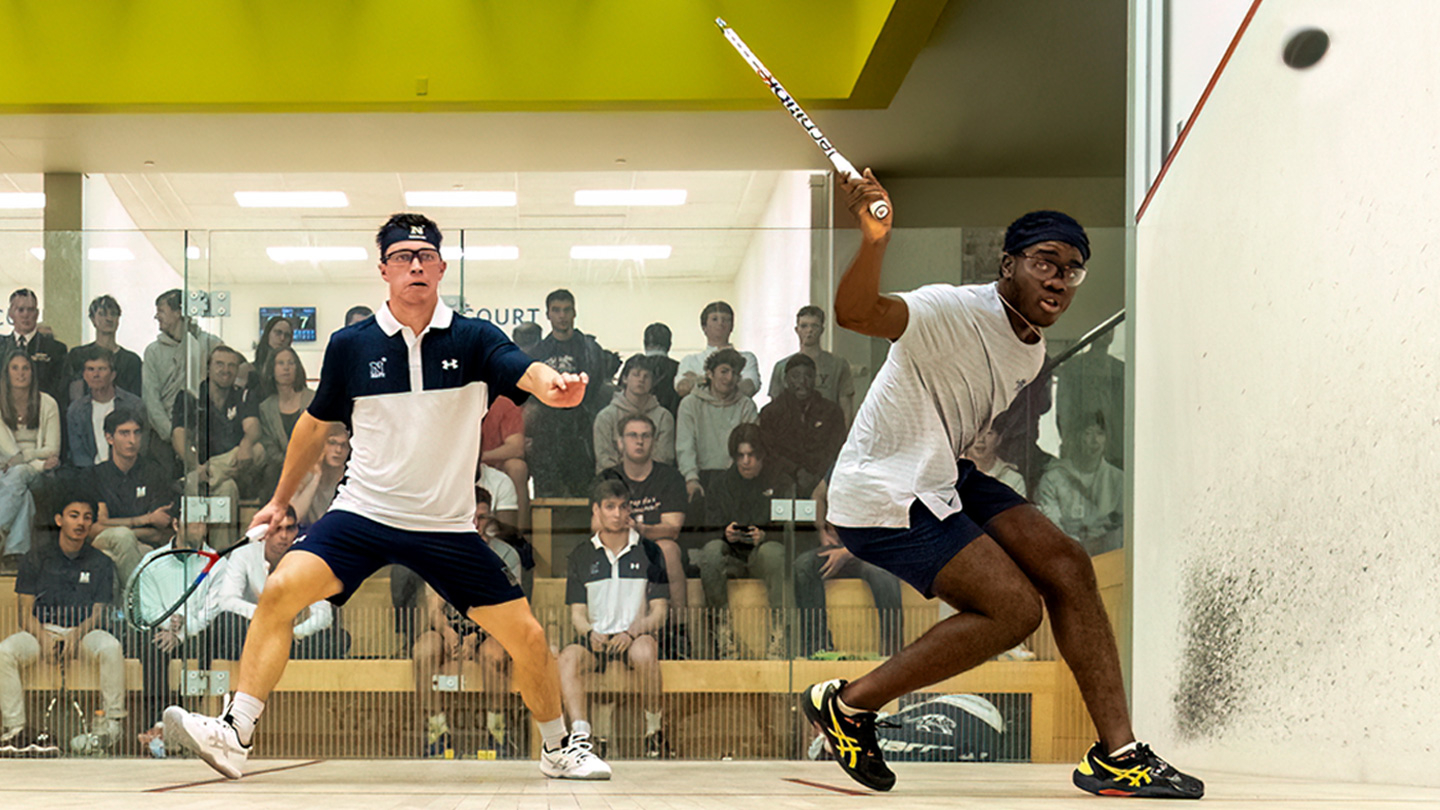 Caleb Boateng playing squash