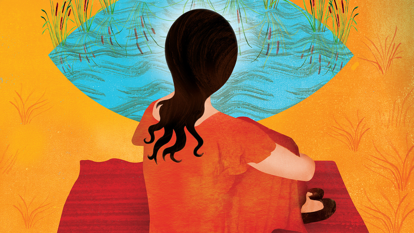 Illustration of a young women, contemplating life