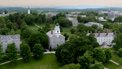 A photo of the Middlebury College campus from above.