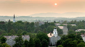 An aerial view of the Middlebury College campus