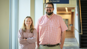 Photo of Assistant professors of chemistry Benjamin Cotts and Alexandria Bredar