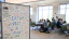 A whiteboard sign welcomes students to DataFest.