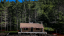 The historic Hubbard cabin at the Middlebury College Snowbowl surrounded by trees after being moved to a new location.. 