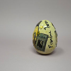 Francine Prose signature on wooden egg