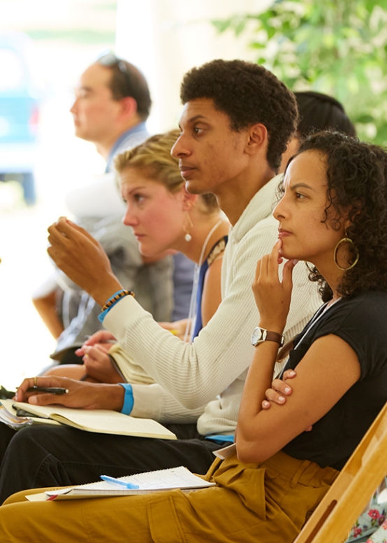 participants engaged in Q&A during poetry panel